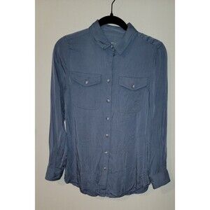 Chicos Women’s Size 0 (US 4/6) Blue Long Sleeve Button Front Modal Shirt Blouse